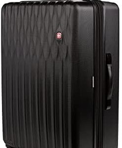 SwissGear 8018 Hardside Expandable Luggage with Spinner Wheels, Black, Checked-Large 27-Inch