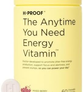 The Anytime You Need Energy Vitamin for Sustained Energy, Focus & Alertness with Jitter-Free Caffeine, 60 Chewable Energy Supplements (30 Servings), Mixed Berry