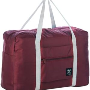 Foldable Travel Duffel Bag Tote Carry on Luggage Bag Spirit Airlines Personal item Sports Gym Bag Water Resistant Weekender Overnight Bags for Women and Men (Red)