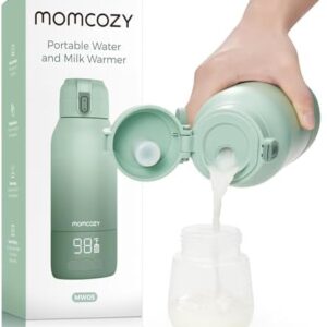 Momcozy Portable Milk Warmer for Travel – Dual Heating Modes for Breast Milk & Water, Portable Bottle Warmer with Fast Heating & Long Battery Life, 17 Ounces Large Capacity to Meet Your All-Day Needs