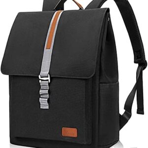 Voova Work Backpack for Adult Men Women, Vintage Laptop Backpack Computer Bag with 15.6 Inch Laptop Compartment, Fashion Casual Daypack Bookbag for Travel and College, Black