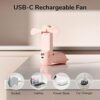 JISULIFE Handheld Mini Fan, 3 IN 1 USB Rechargeable Portable Fan [12-19 Working Hours] with Power Bank, Flashlight, Pocket Design for Travel/Summer/Concerts/Lash, Gifts for Women (Pink) - Image 5