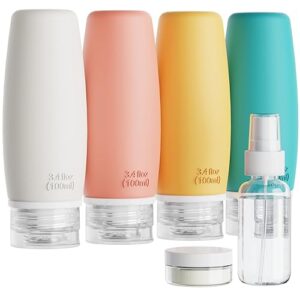 PACKISM TSA Approved Toiletry Bottles - 6 Pack Leak Proof 3.4oz Silicone Travel Bottles for Toiletries, Refillable Liquid Travel Accessories for Shampoo Conditioner Lotion Body Wash(BPA Free)