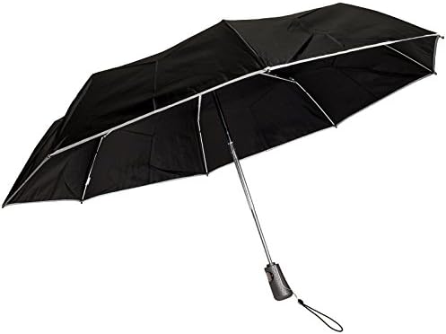 totes Titan Compact Travel Umbrella, Windproof, Water Repellent Auto Open/Close , Black