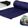 Cloudz Extra Large Airplane Travel Blanket for Your Flight, Car, Camping, Home or Comforting Warmth Anywhere! Includes Warm Cozy Pockets for Your Feet and a Travel Bag - Navy Blue