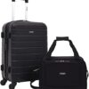 Wrangler Smart Luggage Set with Cup Holder, USB Port and Phone Holder, Black, 2 Piece Set - Image 2
