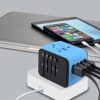 International Travel Adapter Universal Power Adapter Worldwide All in One 4 USB Perfect for European US, EU, UK, AU 160 Countries (Blue) - Image 2