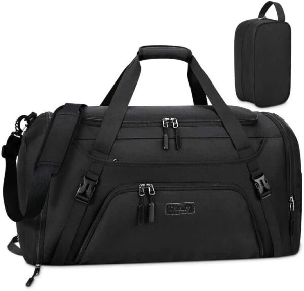 Gym Duffle Bag for Women Men 40L Waterproof Sports Bags Travel Duffel with Shoe Compartment,Wet Pocket Large Weekender Overnight Toiletry Bag,Black - Image 2