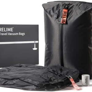 Vacuum Bags for Travel Luggage with Wireless Pump, Revolutionary Reusable Compression Bags for Carry On Suitcases and Backpack, Vacuum Seal Packing cube for Cloth Packing (2PC + PUMP)