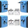 International Travel Adapter Universal Power Adapter Worldwide All in One 4 USB Perfect for European US, EU, UK, AU 160 Countries (Blue) - Image 3