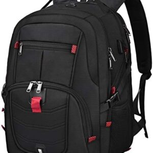 NUBILY Laptop Backpack 17 Inch Waterproof Extra Large TSA Travel Backpack Anti Theft College Business Mens Backpacks with USB Charging Port 17.3 Gaming Computer Backpack for Women Men Black 45L