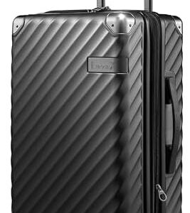 LUGGEX Luggage with Spinner Wheels, Polycarbonate Expandable Hard Shell Suitcase, Carry On 20 Inch, Charcoal Metallic