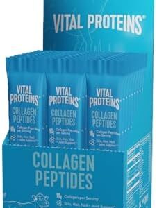 Vital Proteins Grass Fed Collagen Peptides Powder Supplement (Type I, III) Travel Packs, Hydrolyzed Collagen for Skin Hair Nail Joint - 10g per Serving - Unflavored (20ct per Box)