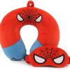 Superhero Travel Pillow for Kids & Adults with Sleep Eye Mask, Memory Foam U-Shaped Neck Pillow with Washable Cover, Soft Head Support Travel Accessories for Airplane Car Train Bus Recline, Red