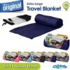 Cloudz Extra Large Airplane Travel Blanket for Your Flight, Car, Camping, Home or Comforting Warmth Anywhere! Includes Warm Cozy Pockets for Your Feet and a Travel Bag - Navy Blue - Image 2