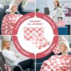 Travel Blanket and Pillow Compact, Premium Soft 3 in 1 Airplane Blanket with Soft Bag Pillowcase，Hand Luggage Sleeve, Backpack Clip and Eye Mask (Ckeckered Pink) - Image 5