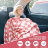 Travel Blanket and Pillow Compact, Premium Soft 3 in 1 Airplane Blanket with Soft Bag Pillowcase，Hand Luggage Sleeve, Backpack Clip and Eye Mask (Ckeckered Pink) - Image 6