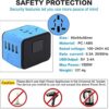 International Travel Adapter Universal Power Adapter Worldwide All in One 4 USB Perfect for European US, EU, UK, AU 160 Countries (Blue) - Image 5