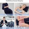 Travel Blanket Airplane Compact with Bag 2 in 1 Travel Blanket and Pillow Set Blanket for Airplane Airplane Travel Essentials Car Blankets for Adults ((Navy Blue) - Image 5