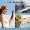 JISULIFE Handheld Mini Fan, 3 IN 1 USB Rechargeable Portable Fan [12-19 Working Hours] with Power Bank, Flashlight, Pocket Design for Travel/Summer/Concerts/Lash, Gifts for Women (Pink) - Image 2