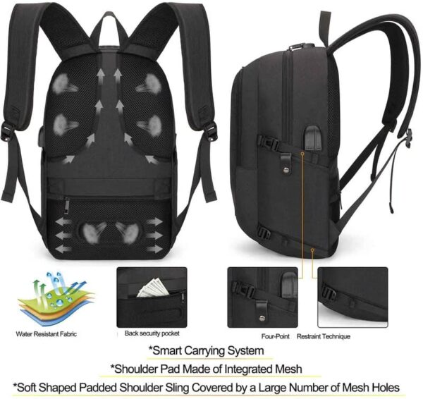 Tzowla Travel Laptop Backpack Water Resistant Anti-Theft Bag with USB Charging Port and Lock 15.6 Inch Computer Business Backpacks for Women Men Work College Gift,Casual Daypack - Image 5